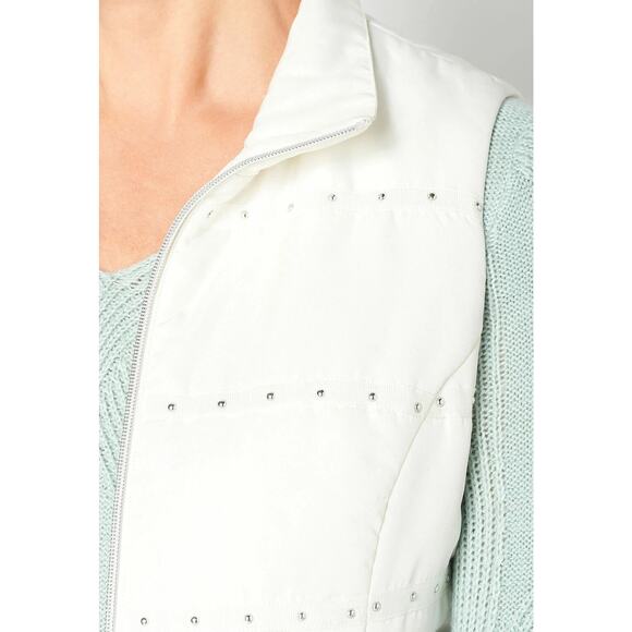 Christopher & Banks XL Stud Detail Solid Fraiche Ivory Vest White Puffer Neutral - Picture 5 of 8